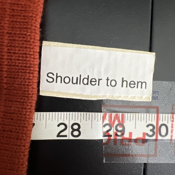 Vintage 70s Long Cardigan Sweater Jacket Sz M Burt Orange Mod MCM Luxury Quiet - Picture 10 of 11